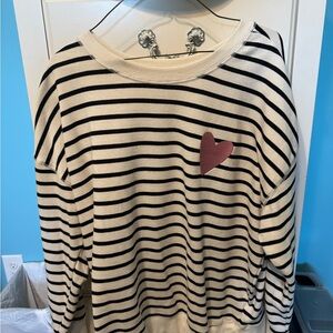 Striped Sweater with Pink Patch